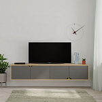 ТВ-тумба подвесная цвета древесины с 4-мя темно-серыми дверцами SPARK TV STAND OAK ANTHRACITE варинант исполнения - 1 | Loft Concept в Челябинске