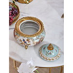 Шкатулка с крышкой из голубого фарфора с риунком птиц и цветов Blue Garden варинант исполнения - 4 | Loft Concept в Челябинске