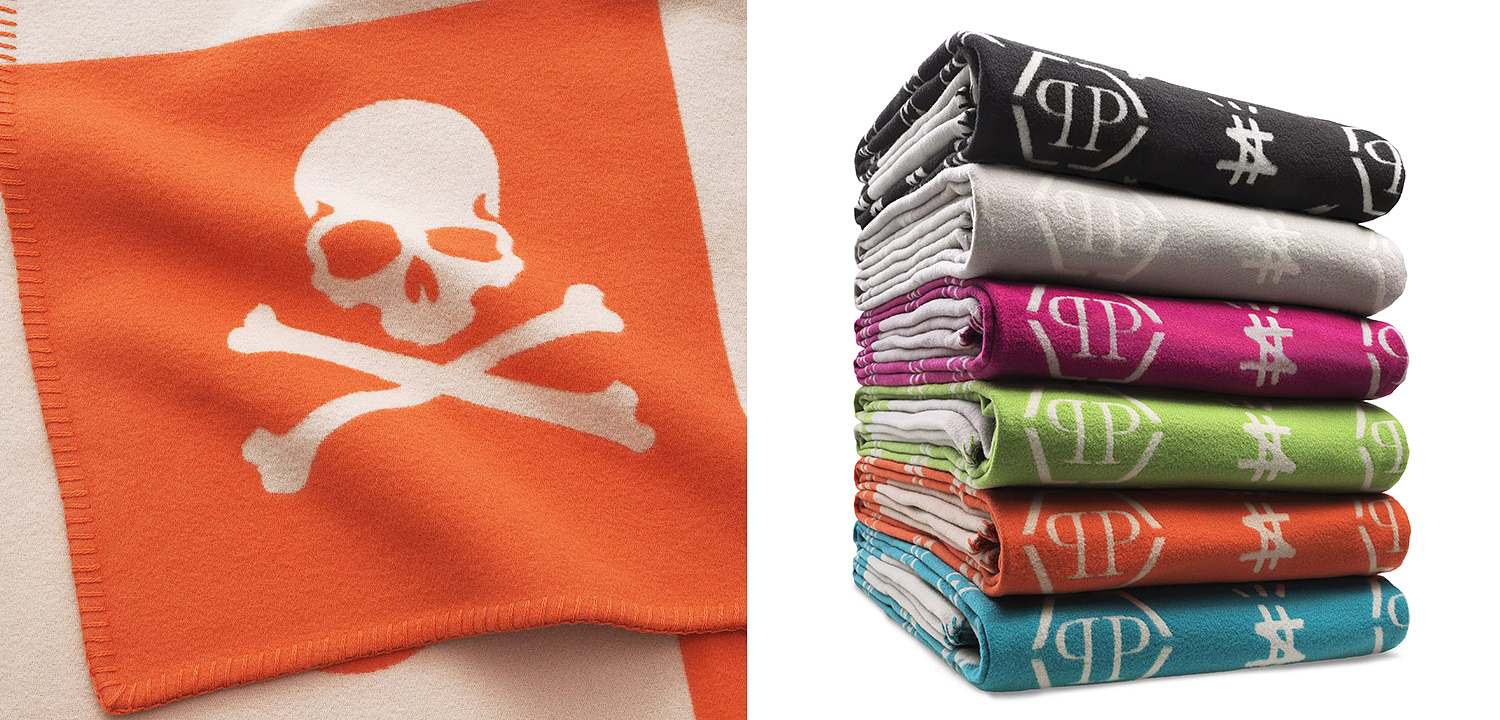 Плед Philipp Plein Plaid Cashmere Skull Orange Плед Philipp Plein Plaid Cashmere Skull Orange - Loft-Concept в Челябинске