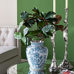 Ваза округлой формы белого цвета с синим растительным узором Blue & White Ornament  варинант исполнения - 4 | Loft Concept в Челябинске