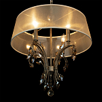 Люстра подвесная круглая с тканевым полупрозрачным абажуром и подвесками 4 лампы Gilded Elegance варинант исполнения - 5 | Loft Concept в Челябинске