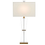 Настольная лампа с прозрачным корпусом и прямоугольным тканевым абажуром Charm and Luxury варинант исполнения - 2 | Loft Concept в Челябинске