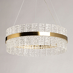 Люстра круглая золотого цвета с прозрачными рельефными стеклянными вставками Textured Glass Chandelier варинант исполнения - 4 | Loft Concept в Челябинске