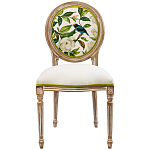 Стул бежевый из натурального бука с изображением птиц и цветов Blooming White Magnolias варинант исполнения - 1 | Loft Concept в Челябинске