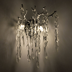 Бра цвета хром с ветвями и прозрачными стеклянными подвесками в виде вытянутых спиральных капель Droplet Chandelier варинант исполнения - 2 | Loft Concept в Челябинске