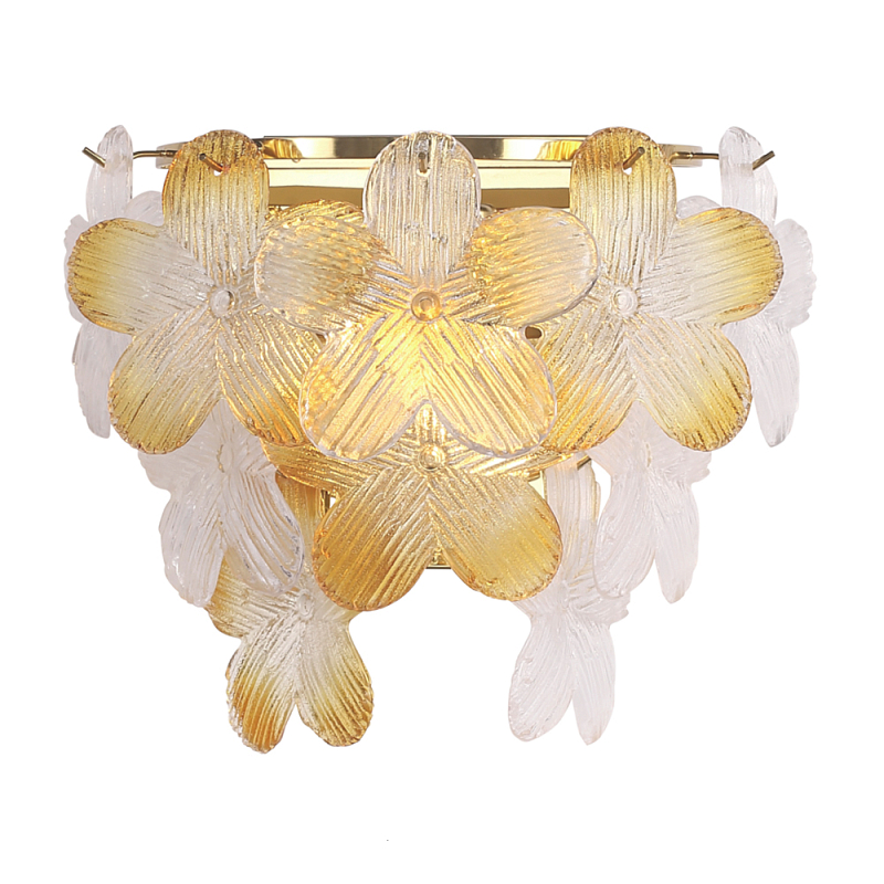 Бра с цветочными мотивами Light Floral Glow Золотой Прозрачное Стекло Янтарный в Челябинске | Loft Concept 