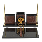Настольный письменный набор из камня лемезит с гербом России Royal Accessory варинант исполнения - 1 | Loft Concept в Челябинске