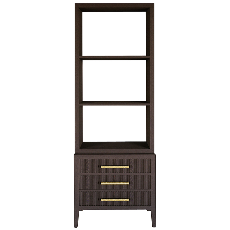 Этажерка Primo с ящиками шпон Темный орех Темный дуб Золотой в Челябинске | Loft Concept 