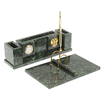 Настольный письменный набор из змеевика с подставкой под календарь и часами Successful Leader варинант исполнения - 2 | Loft Concept в Челябинске