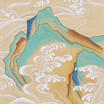 Обои ручная роспись Matsushima Waves Kano on Edo Straw India tea paper варинант исполнения - 1 | Loft Concept в Челябинске