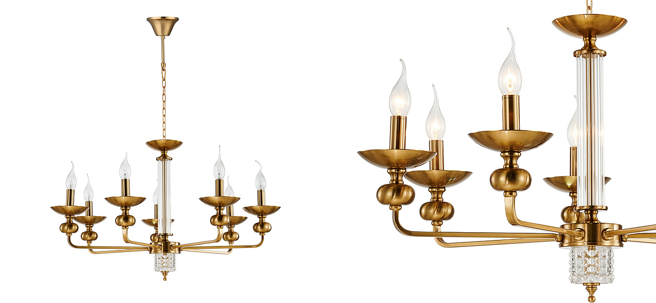 Люстра бронзового цвета со стеклянным декором Candelabrum D75 см Люстра бронзового цвета со стеклянным декором Candelabrum D75 см - Loft-Concept в Челябинске