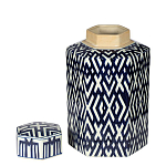 Ваза с крышкой и графическим узором в сине-белых цветах Blue & White Ornament  варинант исполнения - 1 | Loft Concept в Челябинске