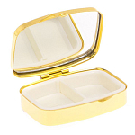Таблетница карманная прямоугольная с 2-мя отделениями с зеркалом и накладкой из натурального камня Лазурит Gold Stone Pillboxes варинант исполнения - 3 | Loft Concept в Челябинске