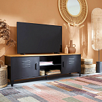 ТВ-тумба из металла и столешницей из массива дуба Metal Wood TV-Stand варинант исполнения - 6 | Loft Concept в Челябинске