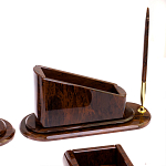 Настольный письменный набор с часами из природного камня обсидиана  Contract Extended варинант исполнения - 4 | Loft Concept в Челябинске