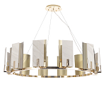 Люстра подвесная круглая с прямоугольными мраморными и золотистыми панелями на металлическом каркасе Диаметр 118 см Marble square Chandelier варинант исполнения - 1 | Loft Concept в Челябинске