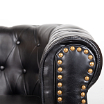 Кресло кожаное с мягкими подлокотниками на 4-х деревянных ножках Logan Leather Armchair black варинант исполнения - 4 | Loft Concept в Челябинске