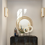 Золотое настенное круглое зеркало Golden Orbit варинант исполнения - 2 | Loft Concept в Челябинске