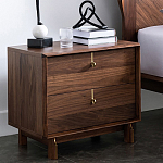 Прикроватный деревянный столик с ящиками Moon Walnut Furniture варинант исполнения - 1 | Loft Concept в Челябинске