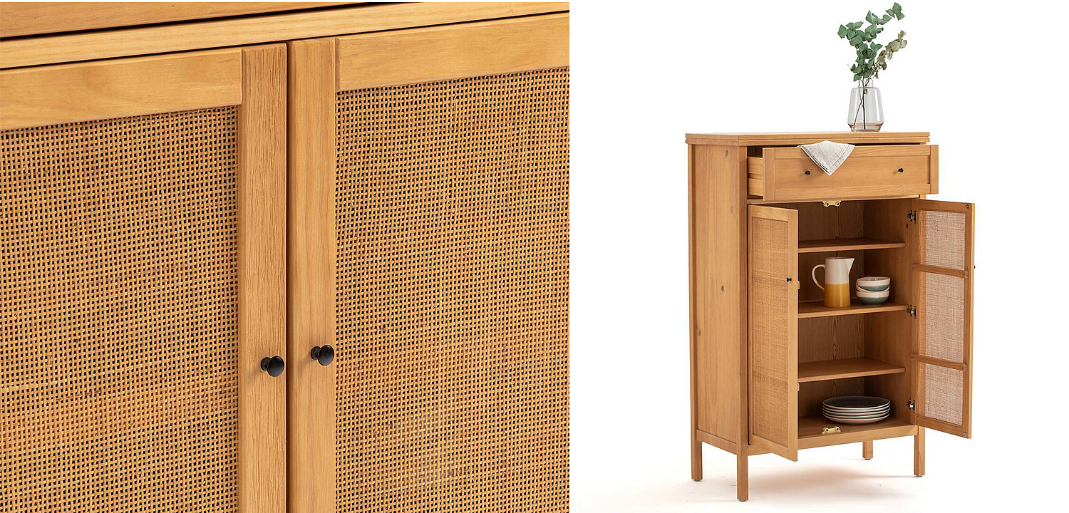 Комод в скандинавском стиле с плетеными дверцами Niels Wicker 3 drawers Комод в скандинавском стиле с плетеными дверцами Niels Wicker 3 drawers - Loft-Concept в Челябинске