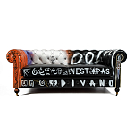 Диван Честерфильд граффити graffiti Orange Sofa натуральная кожа варинант исполнения - 3 | Loft Concept в Челябинске