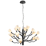 Люстра подвесная черного цвета с ветвями и белыми фарфоровыми цветами Floralis варинант исполнения - 8 | Loft Concept в Челябинске