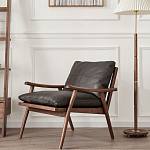 Кресло c каркасом из массива дерева и мягкой кожаной обивкой Walnut Armchair варинант исполнения - 11 | Loft Concept в Челябинске