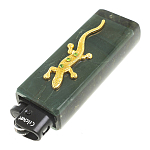 Зажигалка газовая из натурального камня Офиокальцит с декоративной металлической вставкой в виде ящерицы Metal Stone Lighters варинант исполнения - 2 | Loft Concept в Челябинске