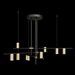 Люстра с 9-ю цилиндрическими плафонами цвета латунь TRIBES CHANDELIER варинант исполнения - 1 | Loft Concept в Челябинске