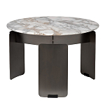 Столик журнальный с круглой мраморной столешницей на трех опорах Marble Stone Drawing варинант исполнения - 1 | Loft Concept в Челябинске