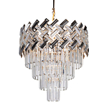 Люстра многоярусная с переплетенными металлическими элементами черного и золотого цвета и прозрачными хрустальными подвесками Empire Chandelier Crystal варинант исполнения - 1 | Loft Concept в Челябинске