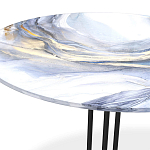 Стол журнальный с круглой бело-голубой столешницей из стекла White and Blue Marble варинант исполнения - 3 | Loft Concept в Челябинске