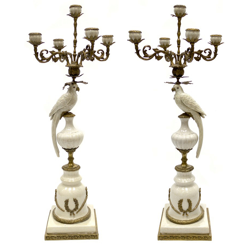 Подсвечник Candlestick White Parrot Белый Бронза Подсвечник Candlestick White Parrot Белый Бронза в Челябинске | Loft Concept