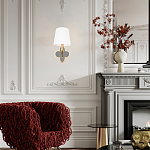 Бра с белым текстильным абажуром и фигурным основанием с зеркальной вставкой Vitorino варинант исполнения - 7 | Loft Concept в Челябинске