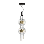 Подвесной светильник с 2-мя прозрачными стеклянными плафонами и золотистыми центральными вставками Virelia  варинант исполнения - 5 | Loft Concept в Челябинске