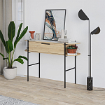 Консоль напольная деревянная с выдвижным ящиком и 2-мя полками со столешницей цвета белый мрамор OTIS CONSOLE OAK варинант исполнения - 3 | Loft Concept в Челябинске