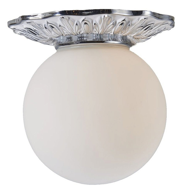 Потолочный светильник Globus Lamp Silver Серебряный Молочный Потолочный светильник Globus Lamp Silver Серебряный Молочный в Челябинске | Loft Concept