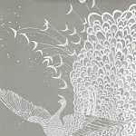 Обои ручная роспись в стиле Арт-деко Whistler Peacocks Special Colourway on Pale Grey dyed silk варинант исполнения - 2 | Loft Concept в Челябинске