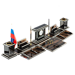 Настольный письменный набор с часами из природного камня обсидиана Team leader варинант исполнения - 2 | Loft Concept в Челябинске