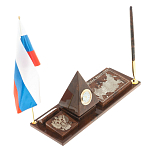 Настольный письменный набор с часами в виде пирамиды из природного камня обсидиана Pyramid of Time варинант исполнения - 2 | Loft Concept в Челябинске