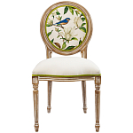 Стул бежевый из натурального бука с изображением птиц и цветов Blooming Blue Birds варинант исполнения - 1 | Loft Concept в Челябинске