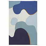 Плед из хлопка синего цвета с абстрактным принтом Elysian Flow Ocean варинант исполнения - 1 | Loft Concept в Челябинске