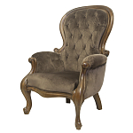 Кресло с мягкой обивкой из коричневого велюра на 4-х деревянных ножках Evelyn Classical Armchair варинант исполнения - 3 | Loft Concept в Челябинске