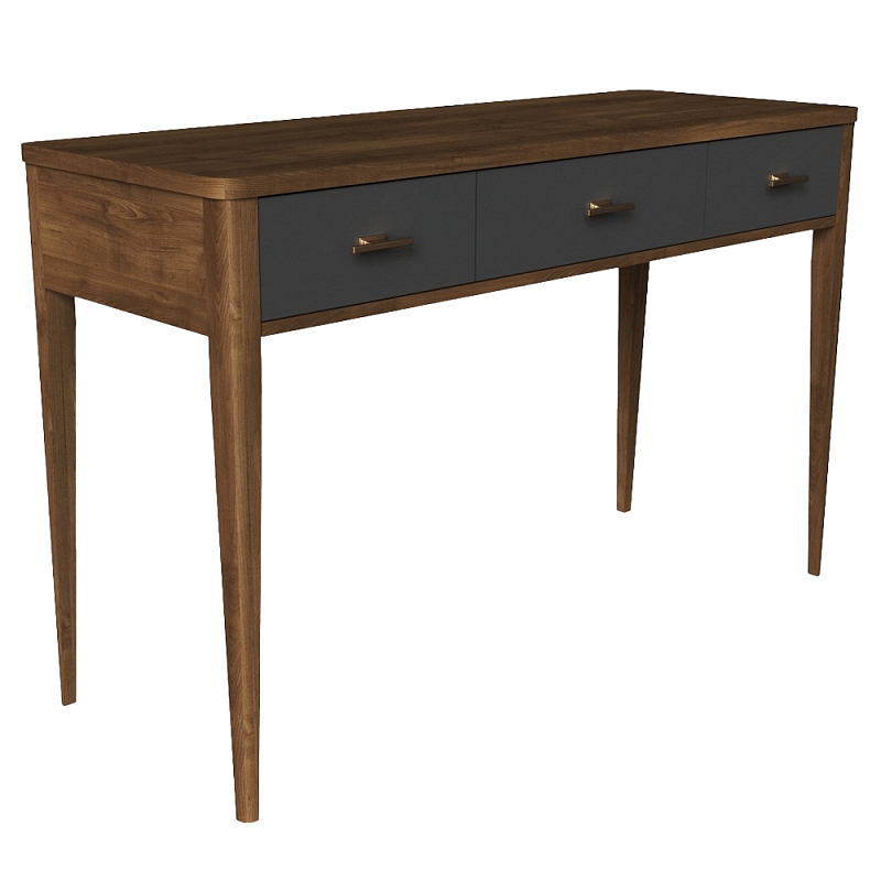 Консоль из массива бука с 3-мя ящиками Tasteful Furniture Коричневый Серый Консоль из массива бука с 3-мя ящиками Tasteful Furniture Коричневый Серый в Челябинске | Loft Concept