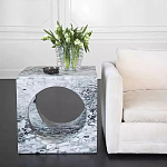 Дизайнерский журнальный стол квадратной формы с круглой нишей Guxawar варинант исполнения - 1 | Loft Concept в Челябинске