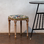 Банкетка одноместная из массива бука с цветочным принтом Beige Chinoiserie Garden Banquette варинант исполнения - 3 | Loft Concept в Челябинске