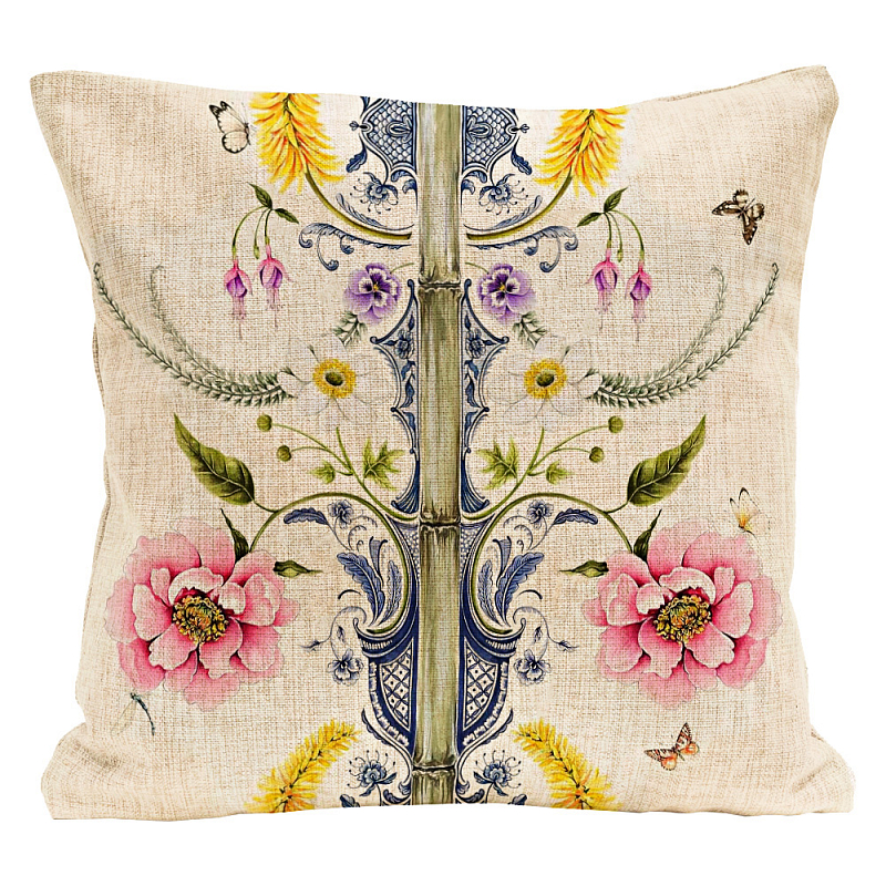 Декоративная подушка Flower Waltz Pillow Мульти Бежевый Декоративная подушка Flower Waltz Pillow Мульти Бежевый в Челябинске | Loft Concept