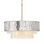 Люстра круглая с подвесками из текстурированного стекла молочного цвета Hinkley варинант исполнения - 1 | Loft Concept в Челябинске