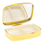 Таблетница карманная прямоугольная с 2-мя отделениями с зеркалом и накладкой из натурального камня Авантюрин Gold Stone Pillboxes варинант исполнения - 3 | Loft Concept в Челябинске