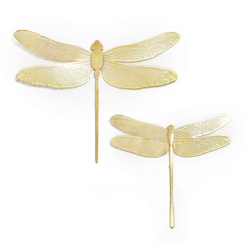 Настенный декор из двух декоративных стрекоз Flight of the Dragonfly Золотой в Челябинске | Loft Concept 